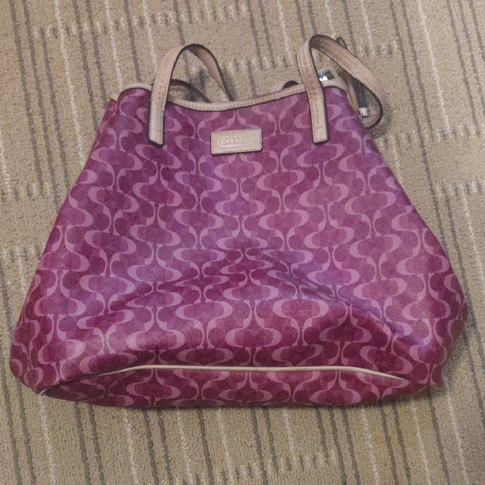 Coach Signature Pattern Shoulder Bag in Rich Purple